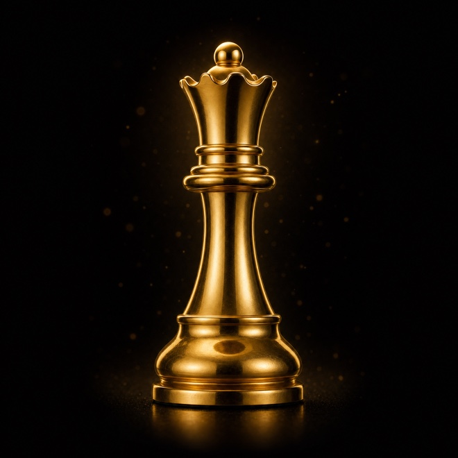 Gold queen chess piece