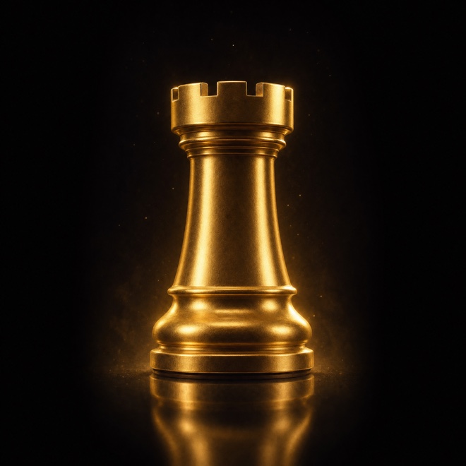 Gold rook chess piece